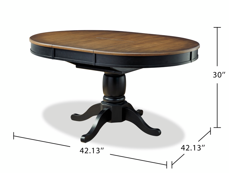 Stella Dining Table with 42-57\"W Butterfly Leaf Extension, Round - Black/Brown