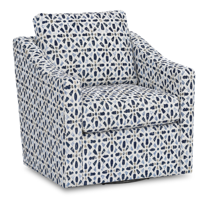 Made in Canada Sofa Lab Customizable Swivel 32\" Fabric Accent Chair – Indigo Accent Fabric 