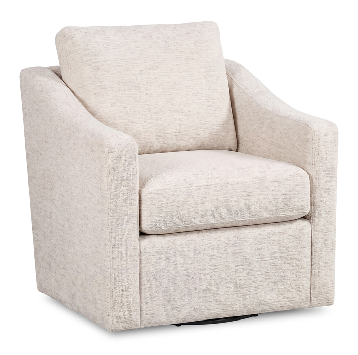 Made in Canada Sofa Lab Customizable Swivel 32\" Fabric Accent Chair – Chenille White