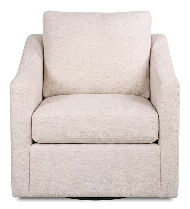 Made in Canada Sofa Lab Customizable Swivel 32\" Fabric Accent Chair – Chenille White