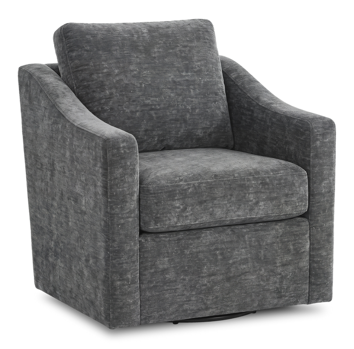 Made in Canada Sofa Lab Customizable Swivel 32\" Fabric Accent Chair – Plush Charcoal