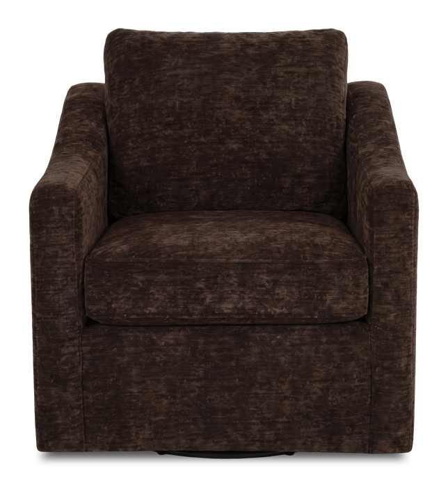 Made in Canada Sofa Lab Customizable Swivel 32\" Fabric Accent Chair – Plush Chocolate