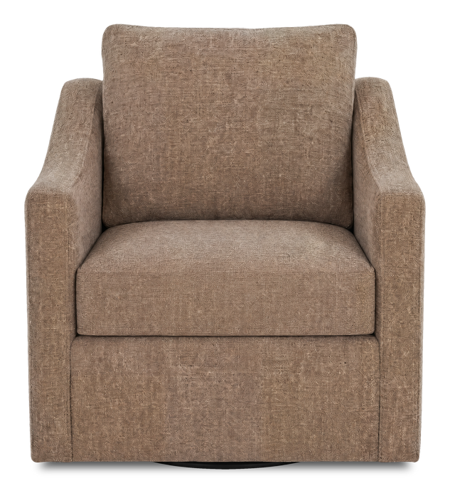 Made in Canada Sofa Lab Customizable Swivel 32\" Fabric Accent Chair – Chenille Praline