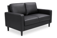 Sydney 54” Sofa Leather-Look Fabric Loveseat with Removable Back Cushions - Black 