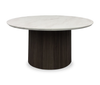 Sylvie 38” Modern Round Coffee Table with Marble Look Top – Dark Brown  | Table à café ronde moderne Sylvie de 38 po avec dessus en imitation de marbre - brun foncé