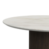 Sylvie 38” Modern Round Coffee Table with Marble Look Top – Dark Brown  | Table à café ronde moderne Sylvie de 38 po avec dessus en imitation de marbre - brun foncé