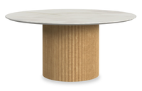Sylvie 38” Modern Round Coffee Table with Marble Look Top – Natural