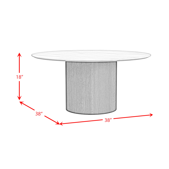 Sylvie 38” Modern Round Coffee Table with Marble Look Top – Natural 