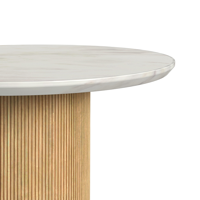 Sylvie 22” Modern Round End Table with Marble Look Top – Natural 