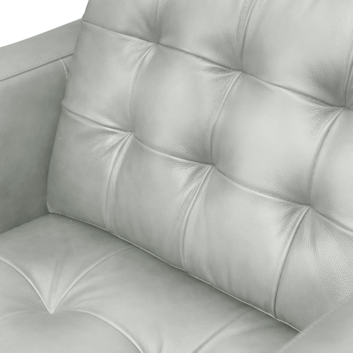 Theo 37\" Top-Grain Genuine Leather Chair with Removable Back Cushion and Wood Feet – Blue