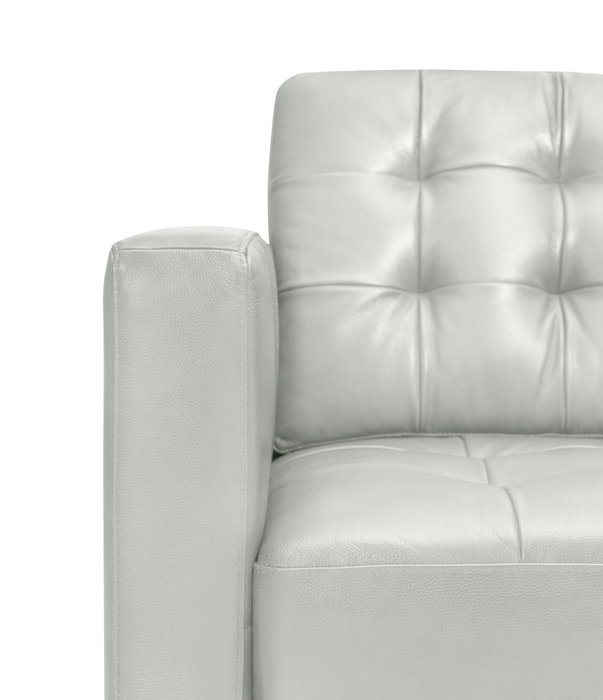 Theo 62\" Top-Grain Genuine Leather Loveseat with Removable Back Cushion and Wood Feet – Blue