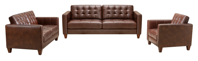 Theo 85\" Top-Grain Genuine Leather Sofa with Removable Back Cushion and Wood Feet – Burgundy
