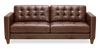 Theo 85\" Top-Grain Genuine Leather Sofa with Removable Back Cushion and Wood Feet – Burgundy