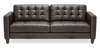 Theo 85" Top-Grain Genuine Leather Sofa with Removable Back Cushion and Wood Feet – Grey | Sofa Theo de 85 po en cuir véritable de qualité supérieure avec coussin de dossier amovible et pattes en bois - gris