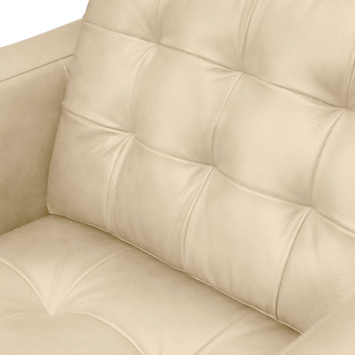 Theo 37\" Top-Grain Genuine Leather Chair with Removable Back Cushion and Wood Feet – Stone