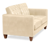 Theo 62" Top-Grain Genuine Leather Loveseat with Removable Back Cushion and Wood Feet - Stone | Causeuse Theo de 62 po en cuir véritable de qualité supérieure avec coussin de dossier amovible et pattes en bois - pierre