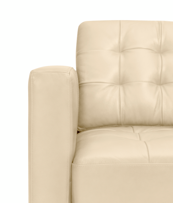 Theo 62\" Top-Grain Genuine Leather Loveseat with Removable Back Cushion and Wood Feet - Stone