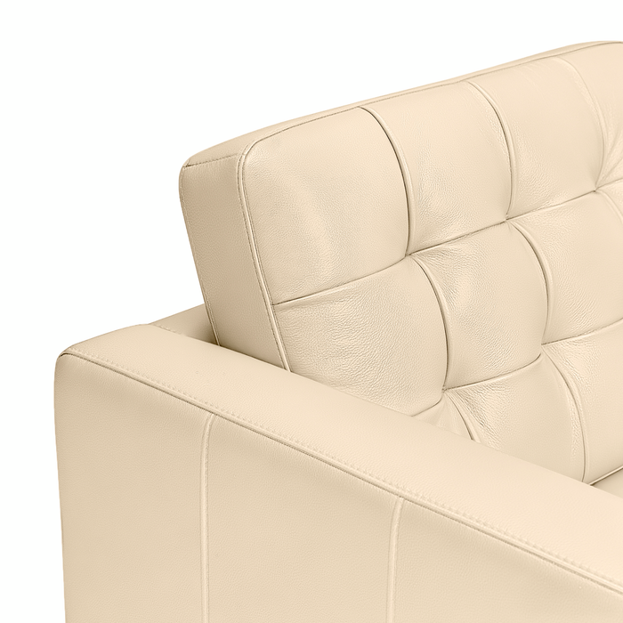 Theo 62\" Top-Grain Genuine Leather Loveseat with Removable Back Cushion and Wood Feet - Stone