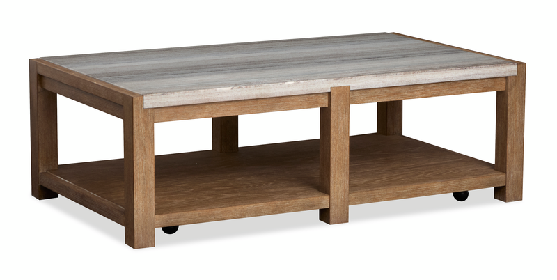 Timber 52\" Coffee Table with Marble Top and Storage - Sierra Brown