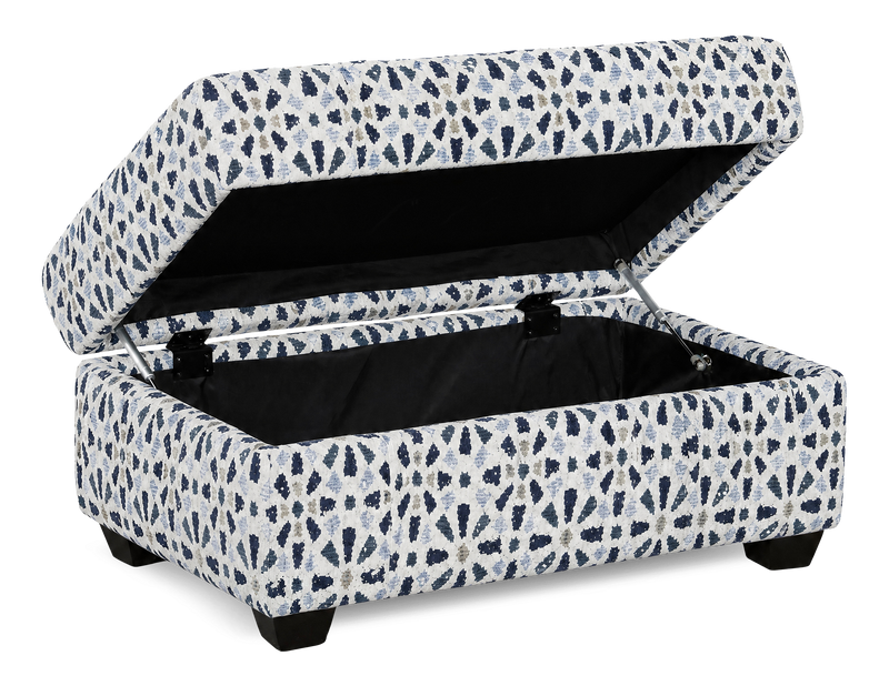 Made in Canada Customizable Sofa Lab Trunk 39\" Fabric Storage Ottoman – Indigo Accent Fabric