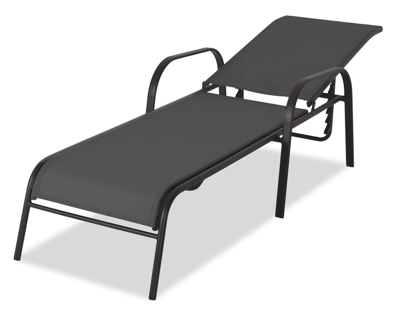 Tuscany Outdoor Patio Lounger with Adjustable Backrest - Metal, UV & Weather Resistant - Grey/Black