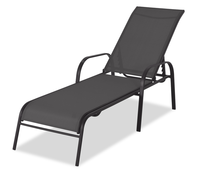 Tuscany Outdoor Patio Lounger with Adjustable Backrest - Metal, UV & Weather Resistant - Grey/Black