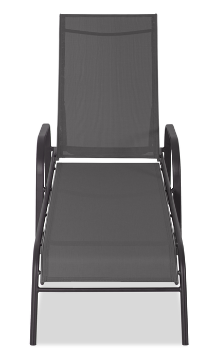 Tuscany Outdoor Patio Lounger with Adjustable Backrest - Metal, UV & Weather Resistant - Grey/Black
