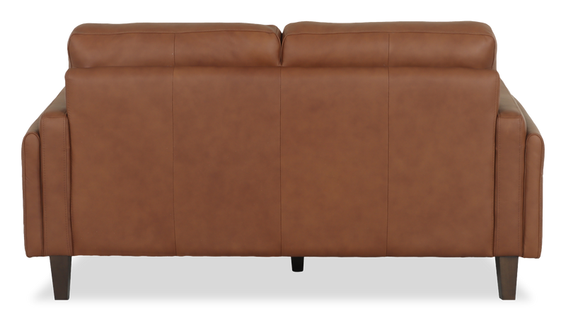 Venice 65\" Traditional Genuine Leather Loveseat – Light Brown