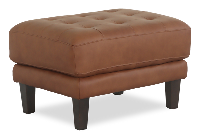 Venice 30\" Traditional Genuine Leather Ottoman – Light Brown