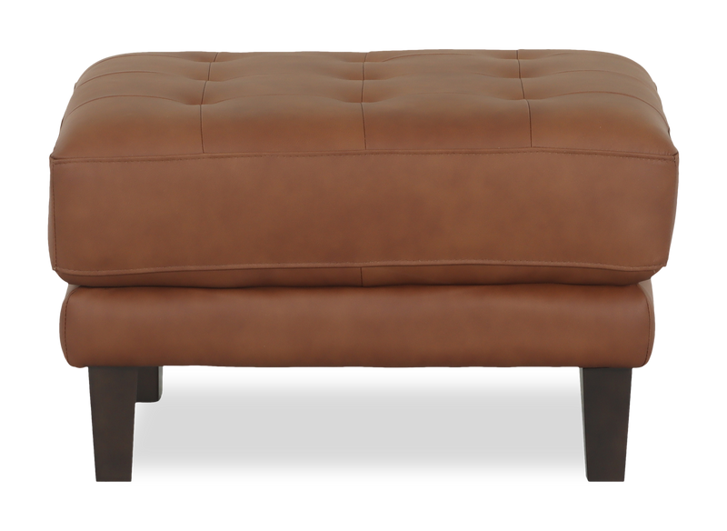 Venice 30\" Traditional Genuine Leather Ottoman – Light Brown
