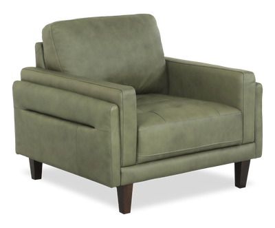 Chateau d’Ax Venice 39" Traditional Genuine Leather Accent Chair  – Green | Fauteuild’appoint traditionnel Venice de Château d’Ax de 39 po en cuir véritable - vert