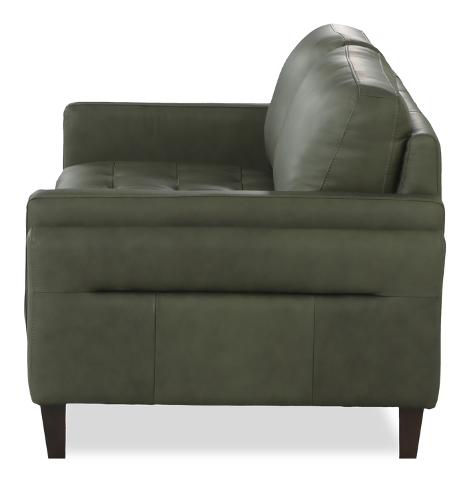 Venice 65\" Traditional Genuine Leather Loveseat – Green 