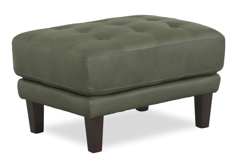 Venice 30\" Traditional Genuine Leather Ottoman – Green