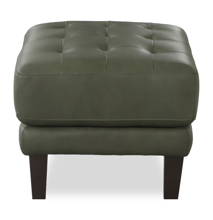 Venice 30\" Traditional Genuine Leather Ottoman – Green
