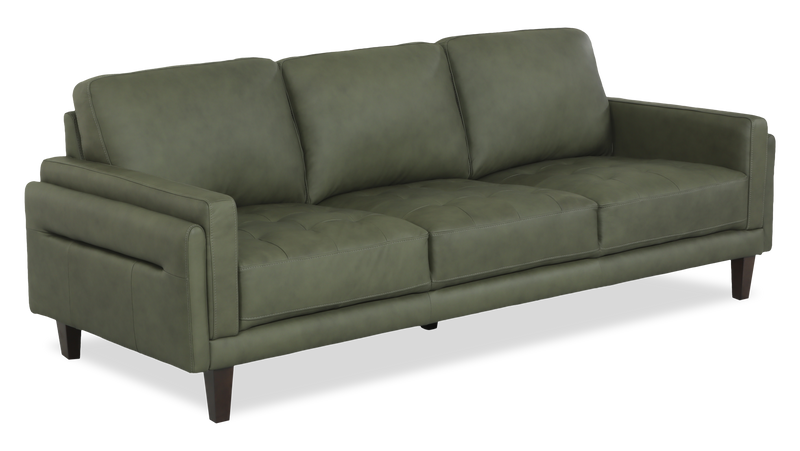 Venice 91\" Traditional Genuine Leather Sofa – Green