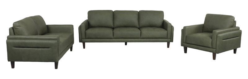 Venice 39\" Traditional Genuine Leather Accent Chair  – Green