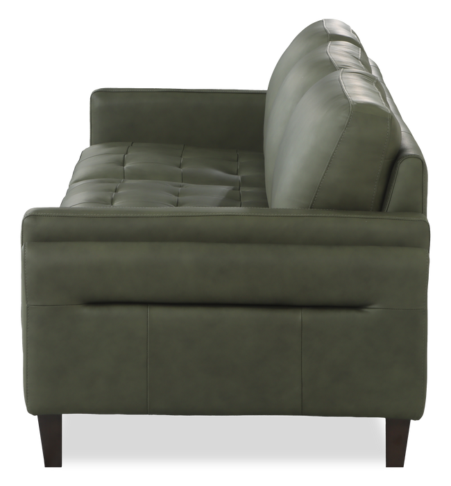 Venice 91\" Traditional Genuine Leather Sofa – Green