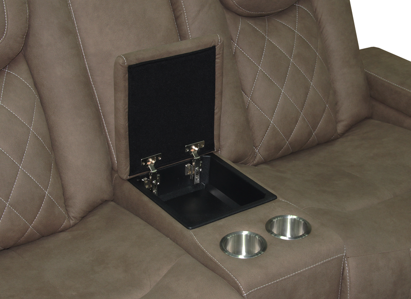 Venture 70.08” Faux Suede Power Reclining Loveseat with Power Headrests, Cupholders, and USB Port - Chocolate