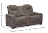 Venture 70.08” Faux Suede Power Reclining Loveseat with Power Headrests, Cupholders, and USB Port - Chocolate | Causeuse à inclinaison électrique Venture de 70,08 po en suédine avec appuie-têtes électriques, porte-gobelets et port USB - chocolat
