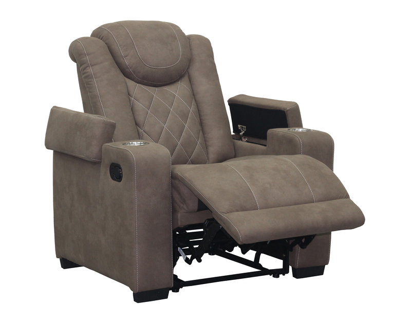 Venture 35.83” Faux Suede Reclining Chair with Storage and Cupholders - Chocolate