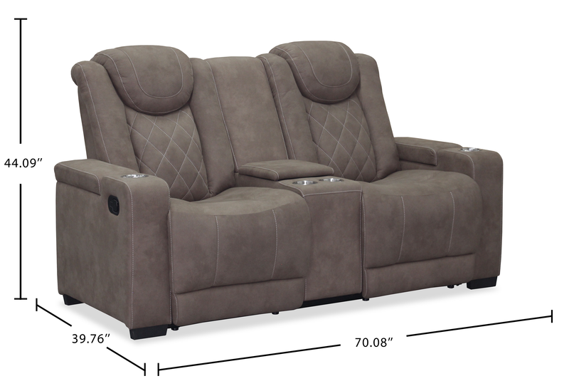 Venture 70.08” Faux Suede Reclining Loveseat with Storage and Cupholders - Chocolate
