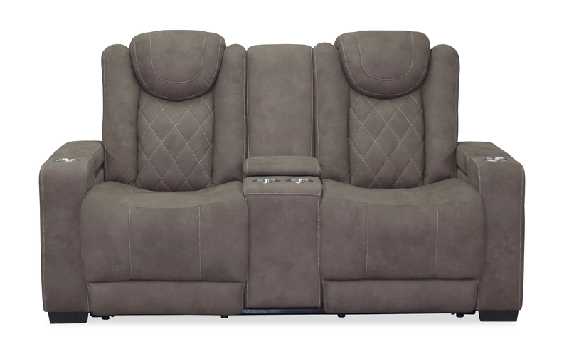 Venture 70.08” Faux Suede Reclining Loveseat with Storage and Cupholders - Chocolate