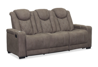 Venture 83.5” Faux Suede Reclining Sofa with Storage, Cupholders, and USB Port - Chocolate