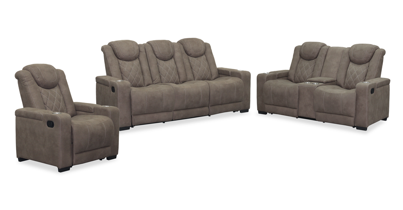 Venture 83.5” Faux Suede Reclining Sofa with Storage, Cupholders, and USB Port - Chocolate
