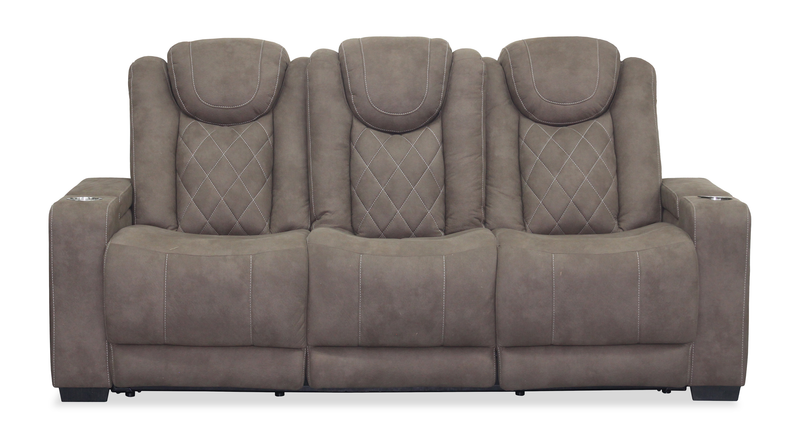 Venture 83.5” Faux Suede Reclining Sofa with Storage, Cupholders, and USB Port - Chocolate