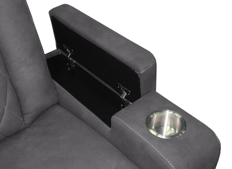 Venture 70.08” Faux Suede Power Reclining Loveseat with Power Headrests, Cupholders, and USB Port - Grey