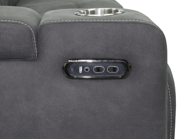 Venture 70.08” Faux Suede Power Reclining Loveseat with Power Headrests, Cupholders, and USB Port - Grey