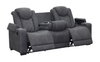 Venture 83.5” Faux Suede Reclining Sofa with Storage, Cupholders, and USB Port - Grey | Sofa inclinable Venture de 83,5 po en suédine avec rangement, porte-gobelets et port USB - gris