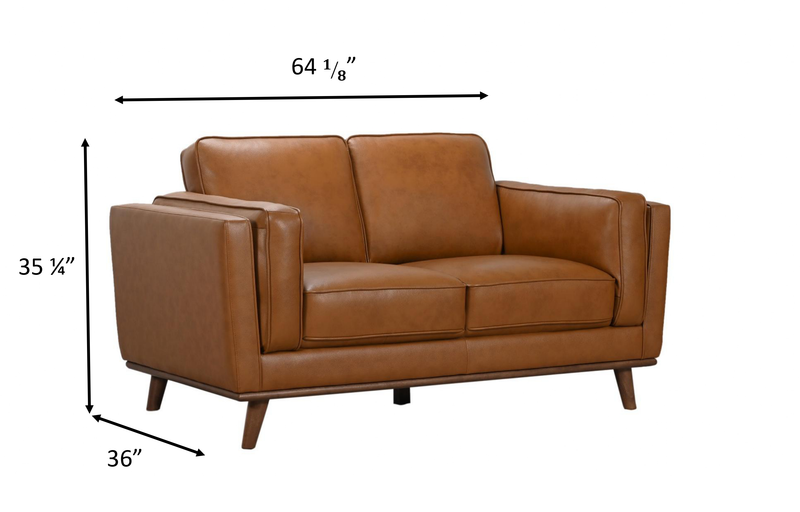 Viero 64.2\" Genuine Leather Loveseat - Caramel  