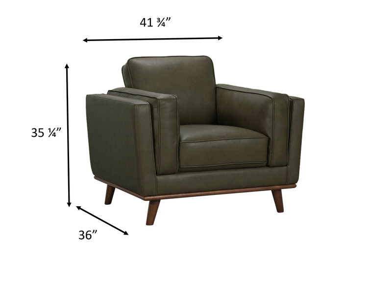 Viero 42.1\" Genuine Leather Accent Chair - Green  